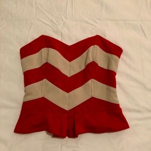 Lucca Couture Red Stripe Bustier Crop Top
